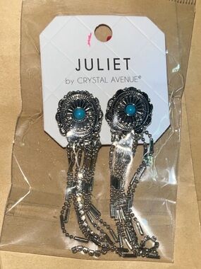 Juliet by Crystal Avenue Silver-Tone Turquoise Dangle Earrings